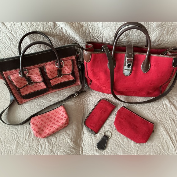 Dooney & Bourke Handbags - DOONEY & BOURKE Vintage Bundle Red Bags Double Pocket and Accesories 6 Pieces
